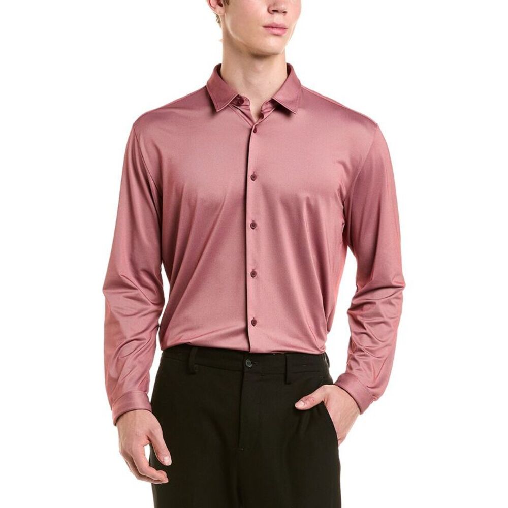 Hugo Boss Mens Roan Slim Fit Shirt, Red
